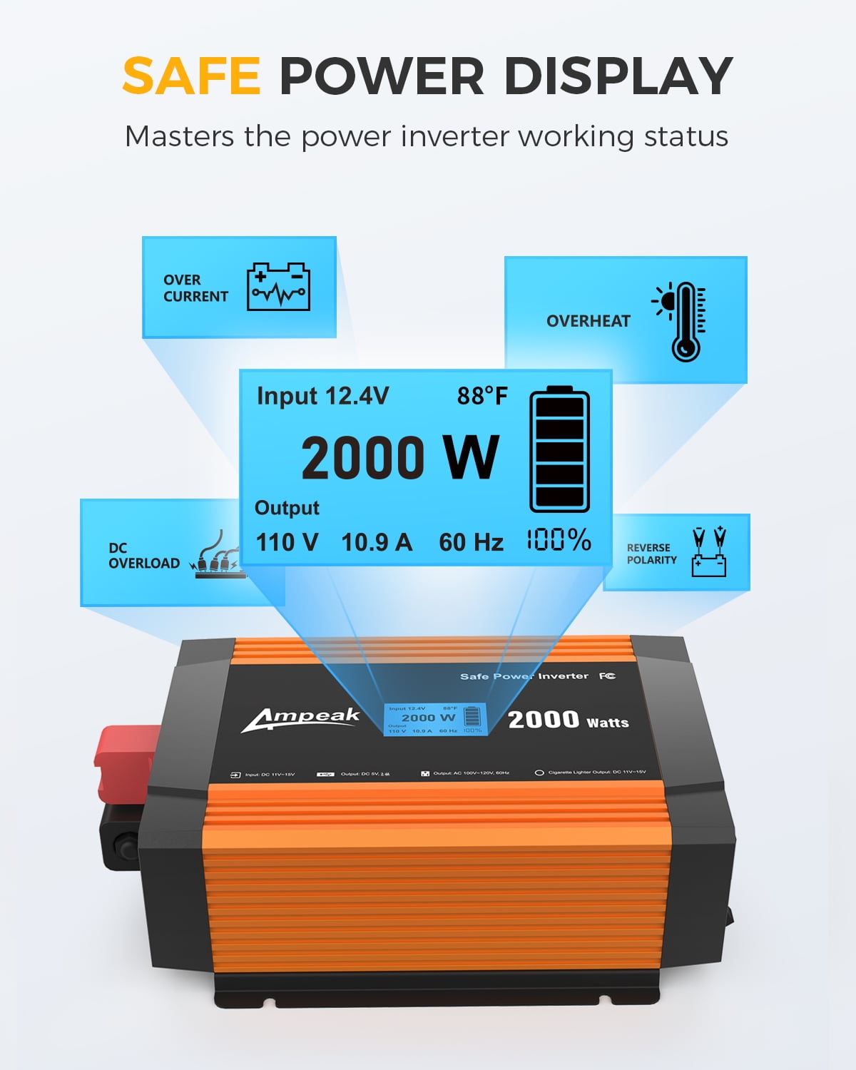 Ampeak 2000 Watt Power Inverter with Remote Control