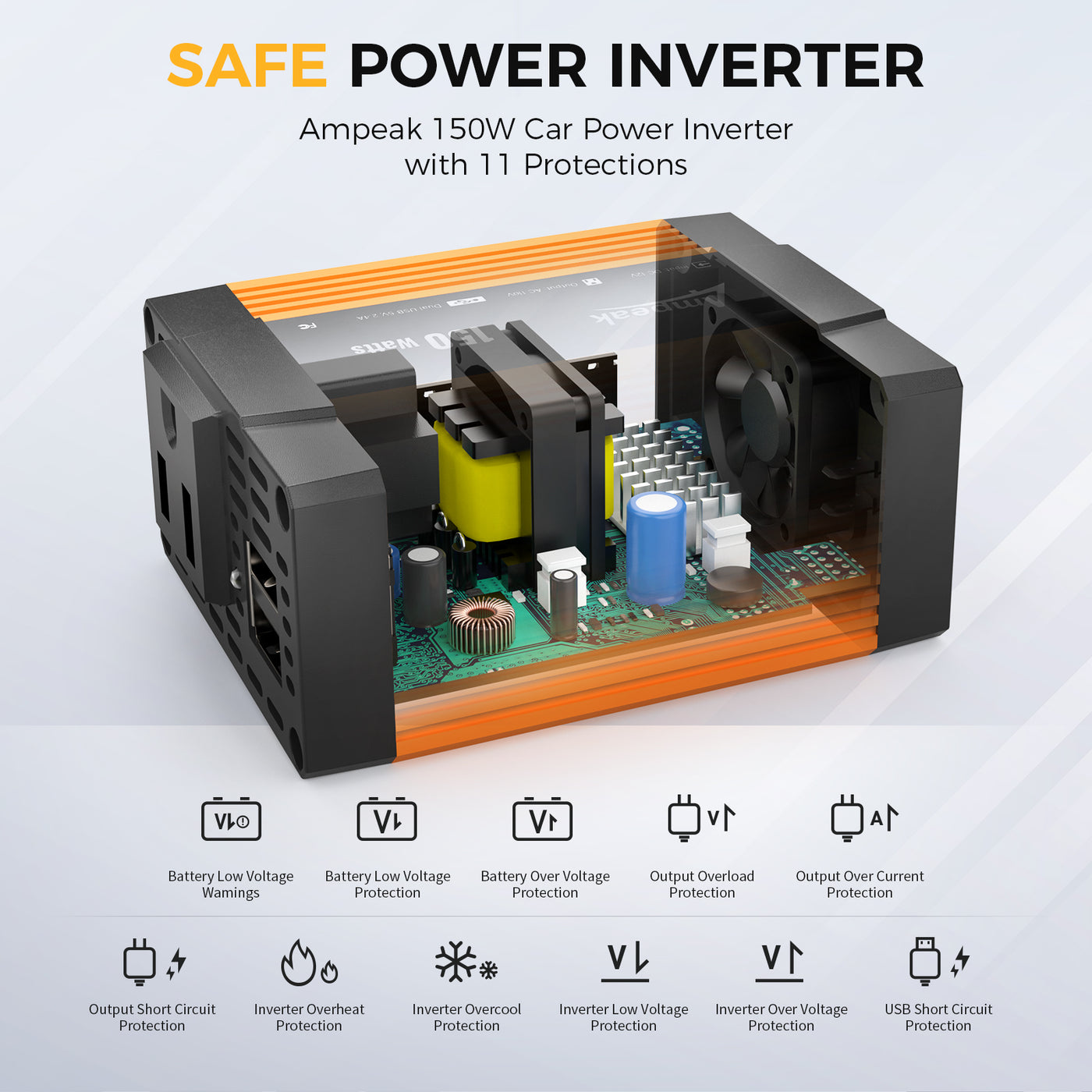 AC 110V Converter | Ampeak Pro150W Power Inverter | Ampeak